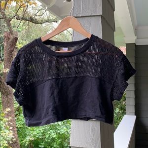 American Apparel black mesh crop tee